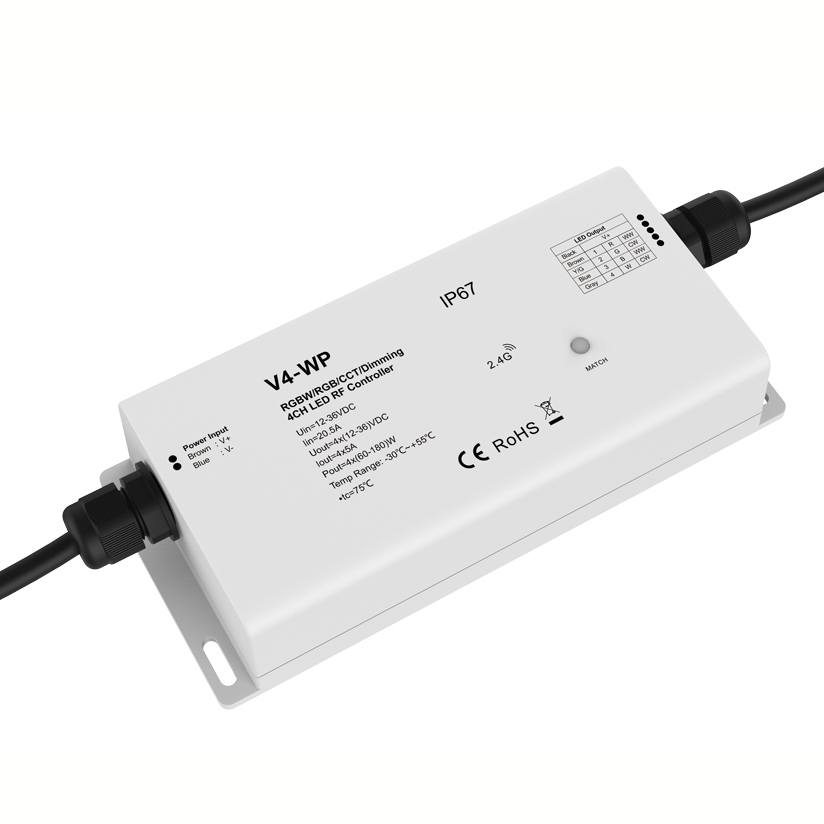 DC 12~36V 4 Channel Constant Voltage IP67 LED Waterproof RF Controller V4-WP DC 12~36V 4 Channel Constant Voltage IP67 LED Waterproof RF Controller V4-WP